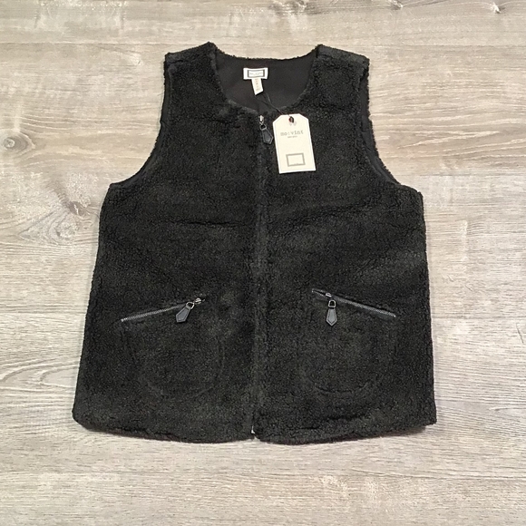 Mo:Vint Anthropologie Black Faux Sherpa Vest - Picture 3 of 10